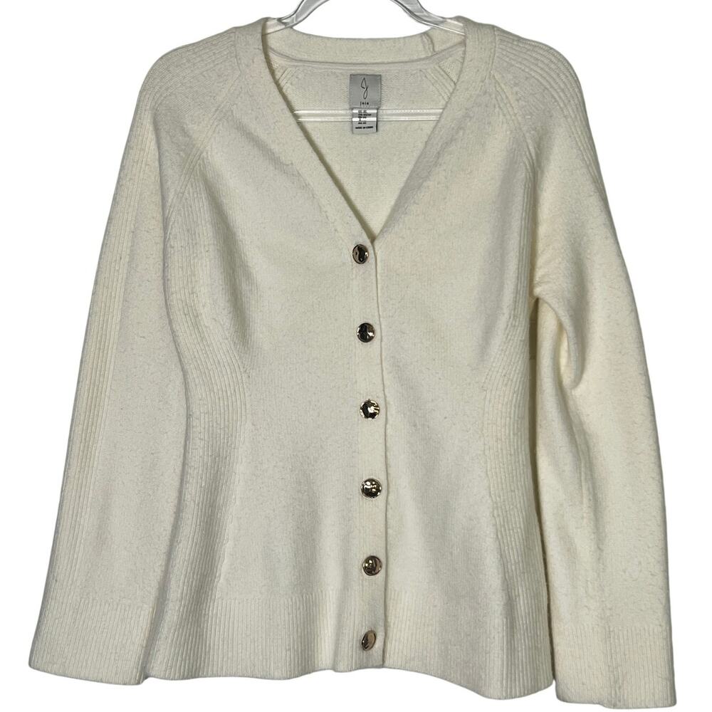 Joie Button Front Cardigan Sweater Women's XS Cream Gold Buttons V-Neck